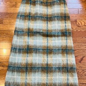 Vintage Scottish Mohair Wool Plaid Maxi Skirt